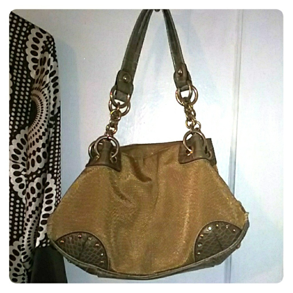 Faux Snakeskin & canvas purse